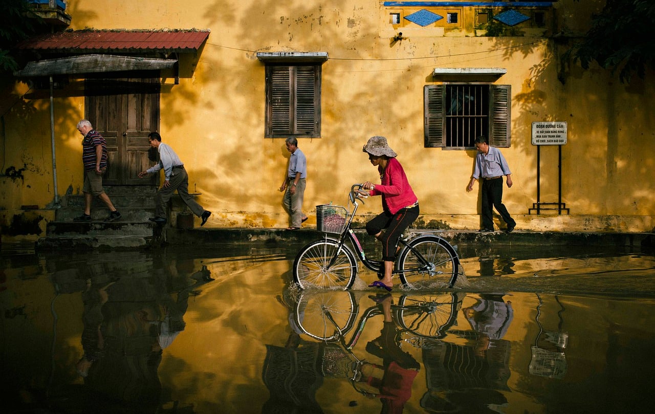 Biking in flood